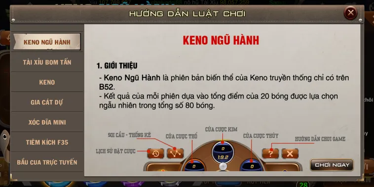 Chinh Phục Game Keno Ngũ Hành Tại B52 Club Rinh Quà Tài Lộc