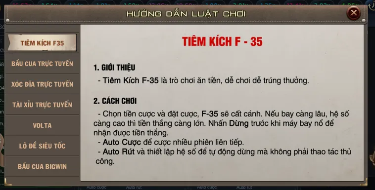 Hướng Dẫn Chơi Minigame Tiêm Kích F35 Tại B52 Club Luôn Thắng Đậm